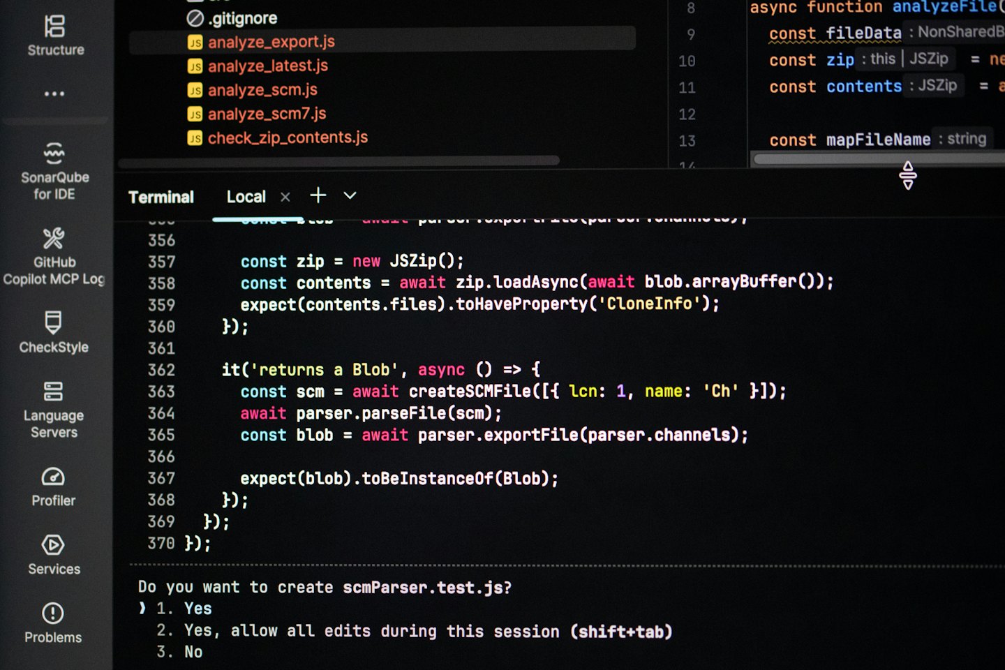 Computer monitor displaying complex lines of software code.